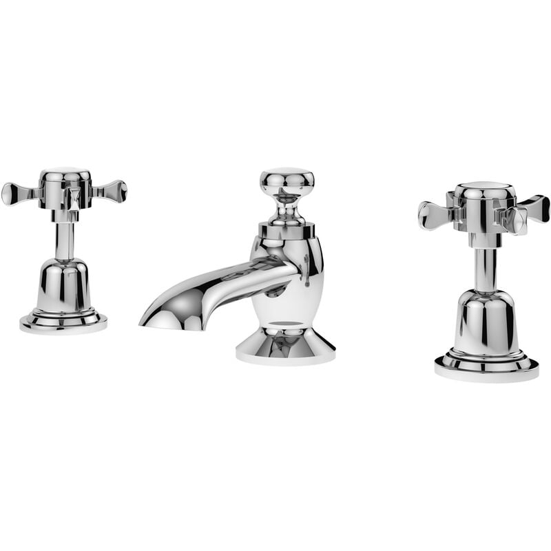 Selby 3-Hole Basin Mixer Tap with Pop-Up Waste - Chrome - Nuie