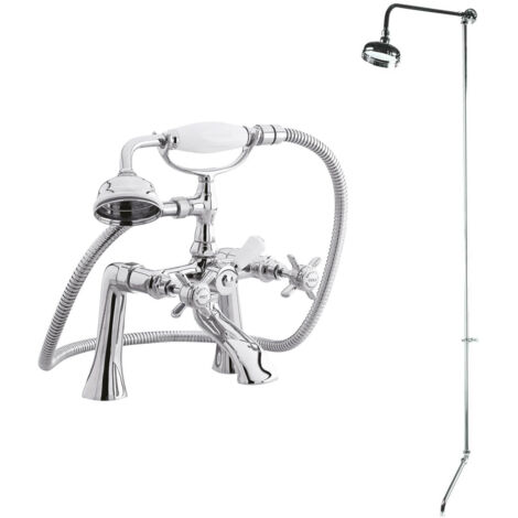 Nuie Traditional 1/2 Bath Shower Mixer with Fixed Head + Tap Spout