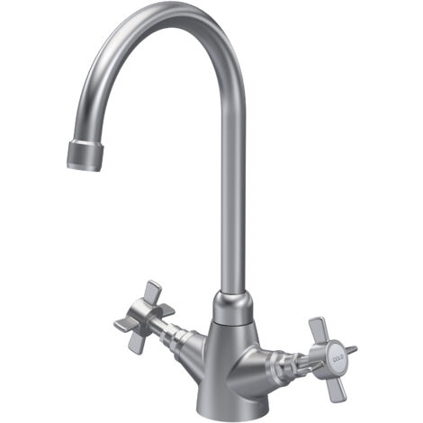 Nuie Traditional Mono Kitchen Sink Mixer Tap Dual Handle - Brushed Nickel