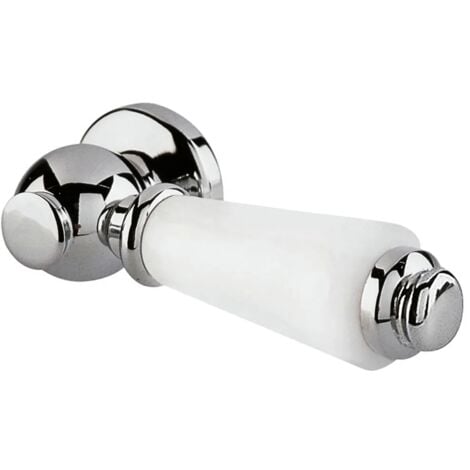 Nuie Traditional Style Lever White & Chrome Lever Flush Toilet Handle WC