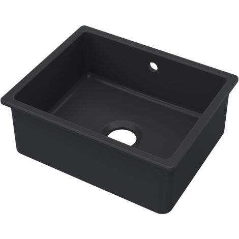 Nuie Undermount Fireclay Kitchen Sink 1.0 Bowl with Overflow 548mm L x 442mm W - Soft Black