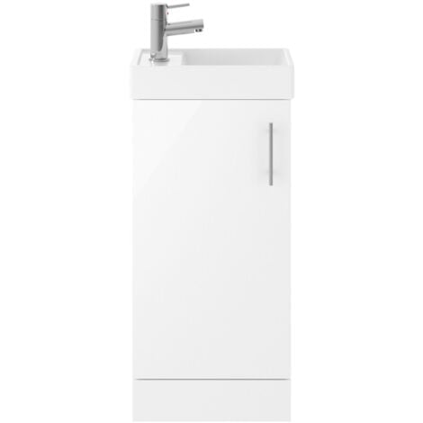 main image of "Nuie Vault Floor Standing 1-Door Vanity Unit with Basin 400mm Wide - Gloss White"
