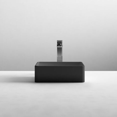 Nuie Vessel Rectangular Sit-On Countertop Basin 365mm Wide - Matt Black