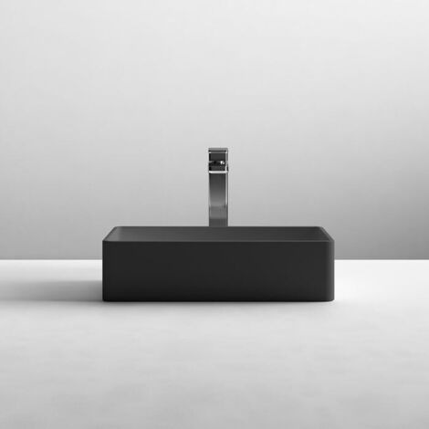 Nuie Vessel Rectangular Sit-On Countertop Basin 465mm Wide - Matt Black