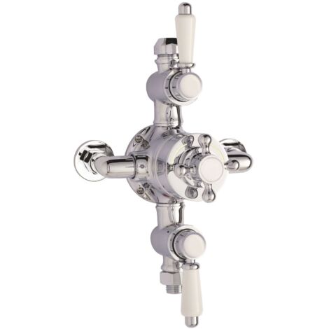 Nuie Victorian Exposed Shower Valve Triple Handle - Chrome