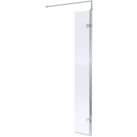 Nuie Wet Room Hinged Return Panel 1850mm High x 300mm Wide 8mm Glass - Polished Chrome