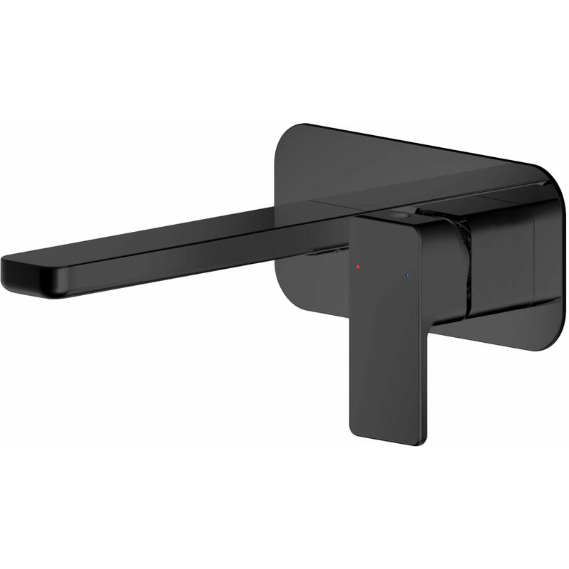 Windon 2-Hole Basin Mixer Tap with Plate Wall Mounted - Matt Black - Nuie