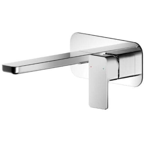 Nuie Windon 2-Hole Wall Mounted Basin Mixer Tap with Plate - Chrome