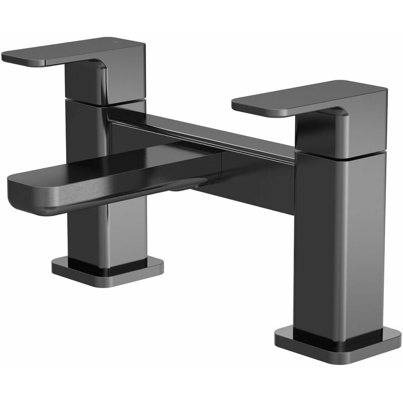 Windon Pillar Mounted Bath Filler Tap - Brushed Gun Metal - Nuie