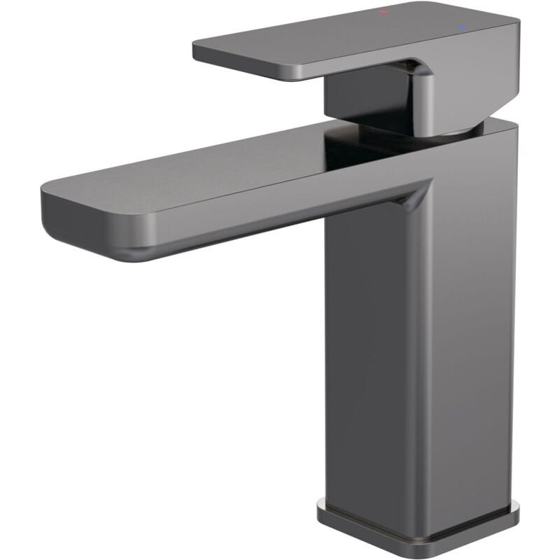 Windon Mono Basin Mixer Tap with Push Button Waste - Brushed Gun Metal - Nuie