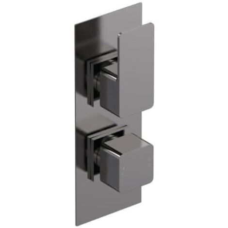 Nuie Windon Brushed Pewter Twin Concealed Thermostatic Shower Valve with Diverter - WIN7TW02