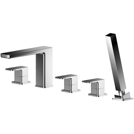 Nuie Windon Chrome Deck Mounted 5 Tap Hole Bath Shower Mixer - WIN314