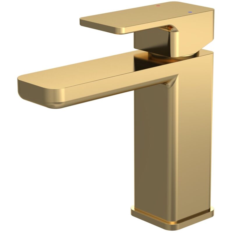 Windon Mono Basin Mixer Tap with Push Button Waste - Brushed Brass - Nuie