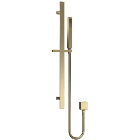 Nuie Windon Square Slider Rail Shower Kit with Outlet Elbow - Brushed Brass