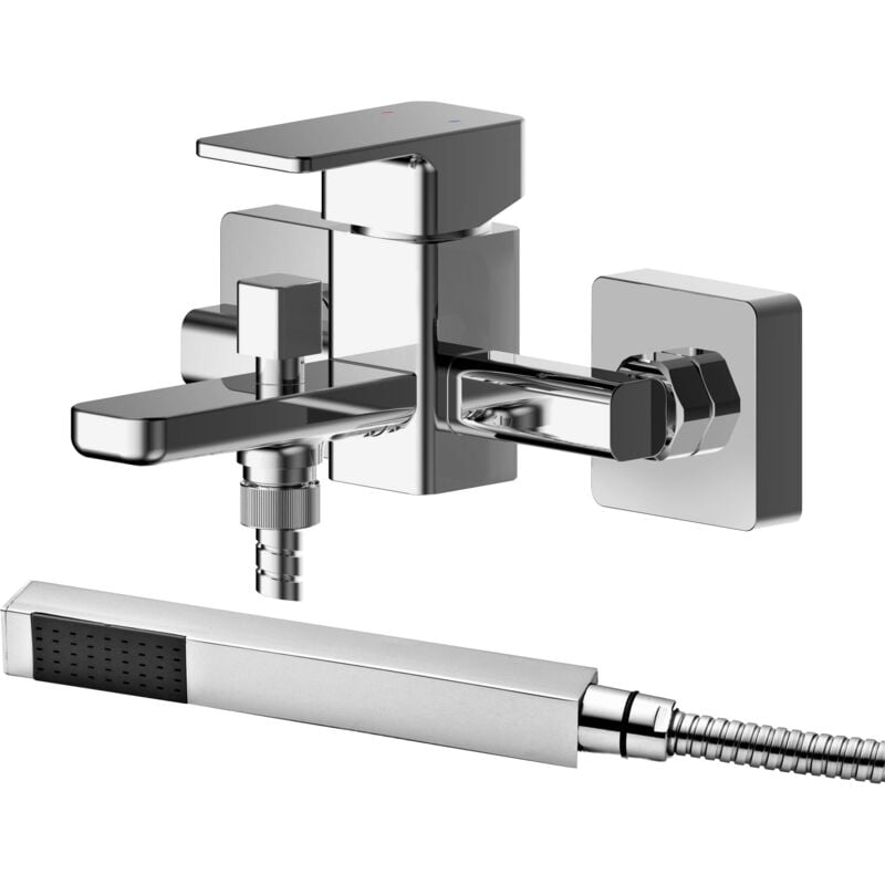 Windon Wall Mounted Bath Shower Mixer Tap with Shower Kit - Chrome - Nuie