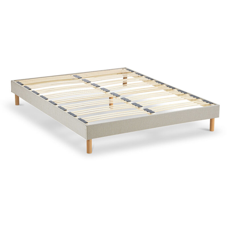NUIT DE COTON Sommier à lattes en bois LINO 180x200 cm Coloris Beige Livré en kit - Beige