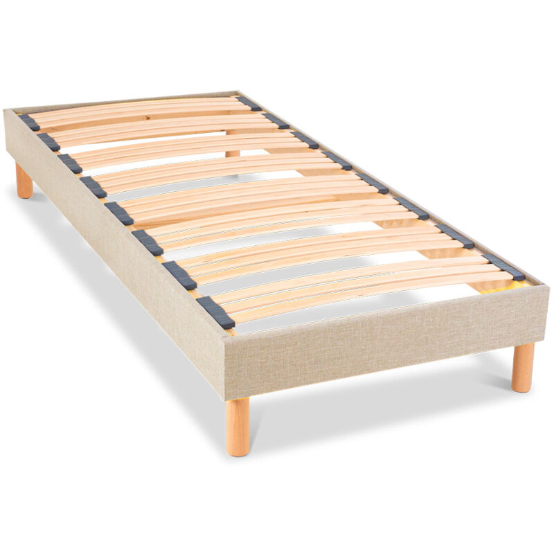 NUIT DE COTON Sommier à lattes en bois LINO 90x200 cm Coloris Beige Livré en kit
