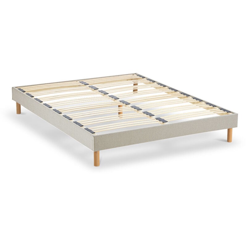 NUIT DE COTON Sommier à lattes en bois LINO 160x200 cm Coloris Beige Livré en kit - Beige
