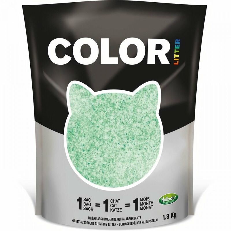 Litiere Color par DEMAVIC - 1,8 kg - Vert - Pour Chat - Nullodor