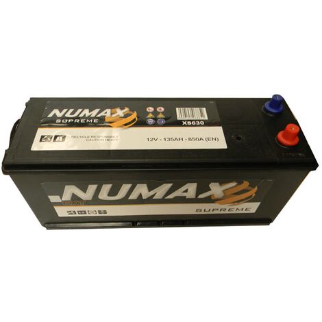 Numax – Batterie de démarrage poids lourds 12V 135Ah – XS630 – Intensité 850A – Spécialement pour équipements agricoles