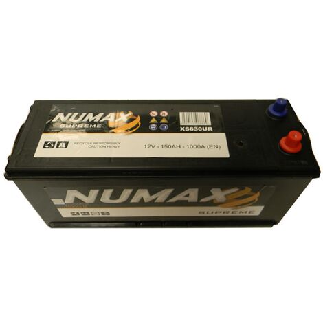 Numax – Batterie de démarrage poids lourds 12V 150Ah XS630UR – Intensité 1000A – Technologie classique CA/CA – Pour tracteurs et tractopelles