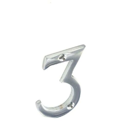 main image of "Number 3 (Three) Chrome House Door Numeral - 2" / 51mm"