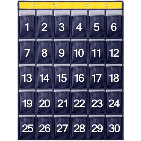 Numbered Pocket, 30 Pockets with Wall Mounted Hanging Storage Holder Digital Holder Organizer, Hanging Storage Bag