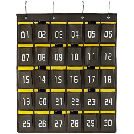 – Numbered storage pocket for various school supplies, cell phone holder, wall and door hanger