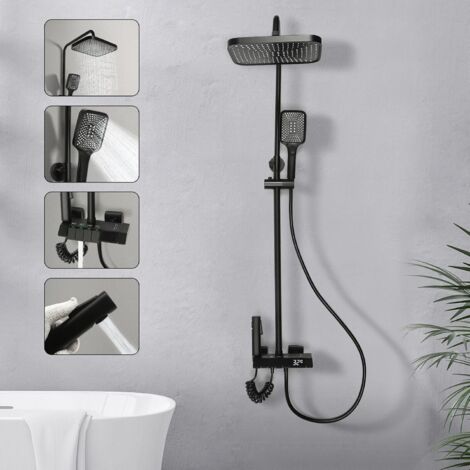 Numérique LED Robinet de douche système de douche Pluie Douche Ensemble De Douche Mitigeur douche avec pluie douche Top Spray, haute pression pistolet de pulvérisation, robinet, pulvérisation à main, 
