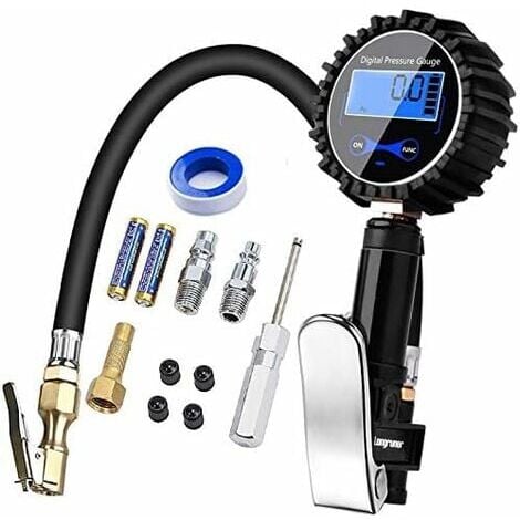 Bullseye Gonfleur de pneu portable pour pneus de voiture, pompe à vélo avec  jauge, gonfleur de pneu de vélo, jauge de pression numérique, rechargeable  12 V, vu à la télévision : 