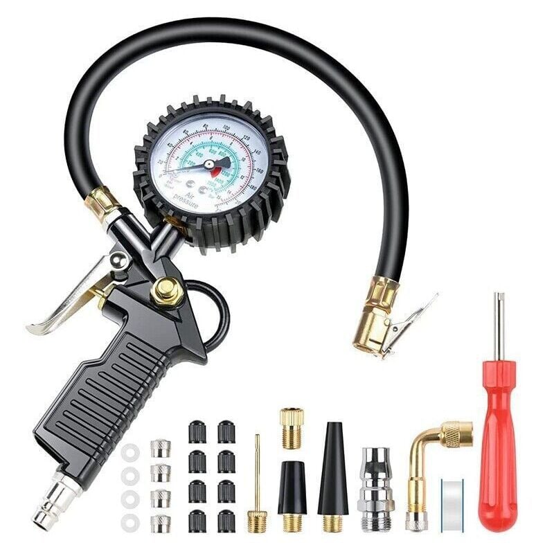 Csparkv - Numérique Manomètre Pression Pneu Jauges de Pression des Pneus Multifonctionnelle Pistolet de Gonflage Manometre avec 24 Accessoires Buses