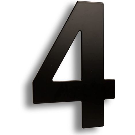 Numero 4 en acero inoxidable 152 mm Negro