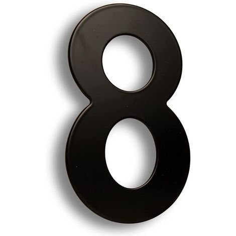 Numero 8 en acero inoxidable 152 mm Negro