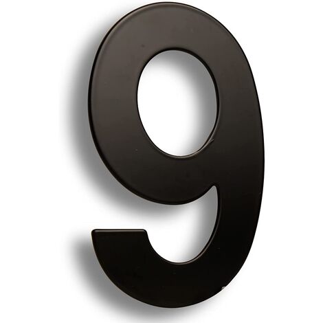 Numero 9 en acero inoxidable 152 mm Negro