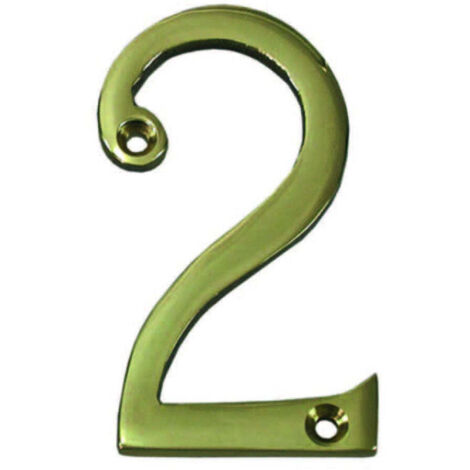 Numero civico 2 inglese in ottone lucido - 5 pz