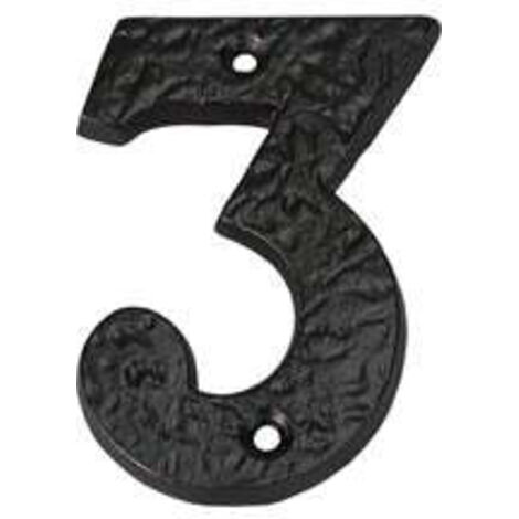 Numero Civico "3" In Ferro Nero Opaco