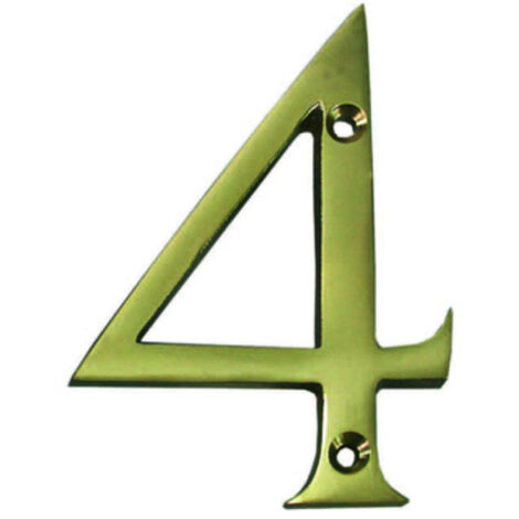 Numero civico 4 inglese in ottone lucido - 5 pz
