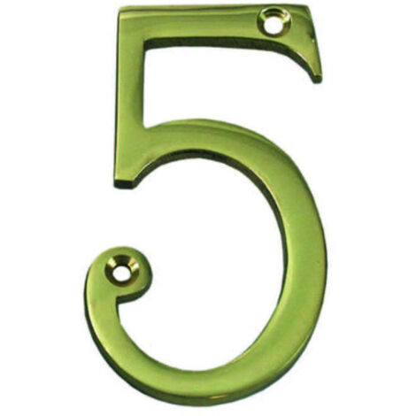 Numero civico 5 inglese in ottone lucido - 5 pz