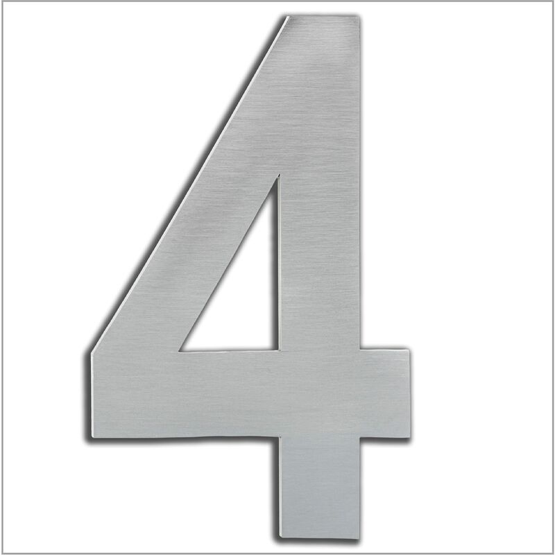 Image of Numero Adesivo per case in Acciaio Inossidabile Nº 4 20 x 12 cm Per Muri, Facciate, Portoni o Porte Per Esterni e Interni Mod.0660200AM-4 - Evi