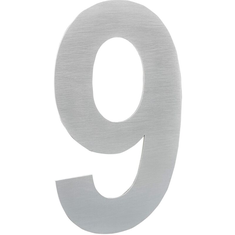 Image of Numero Adesivo per case in Acciaio Inossidabile Nº 9 20 x 12 cm Per Muri, Facciate, Portoni o Porte Per Esterni e Interni Mod.0660200AM-9 - Evi