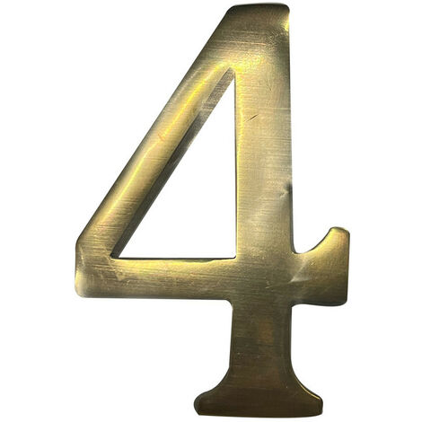 Numéro de maison 4 en laiton puli 10cm fixation invisible