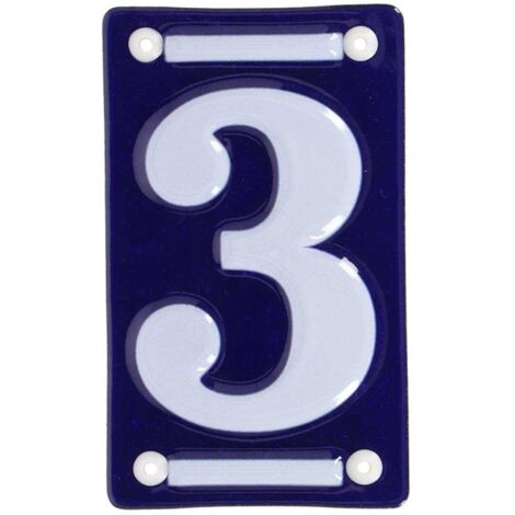 Numéro de maison en fer émaillé Chiffre 3