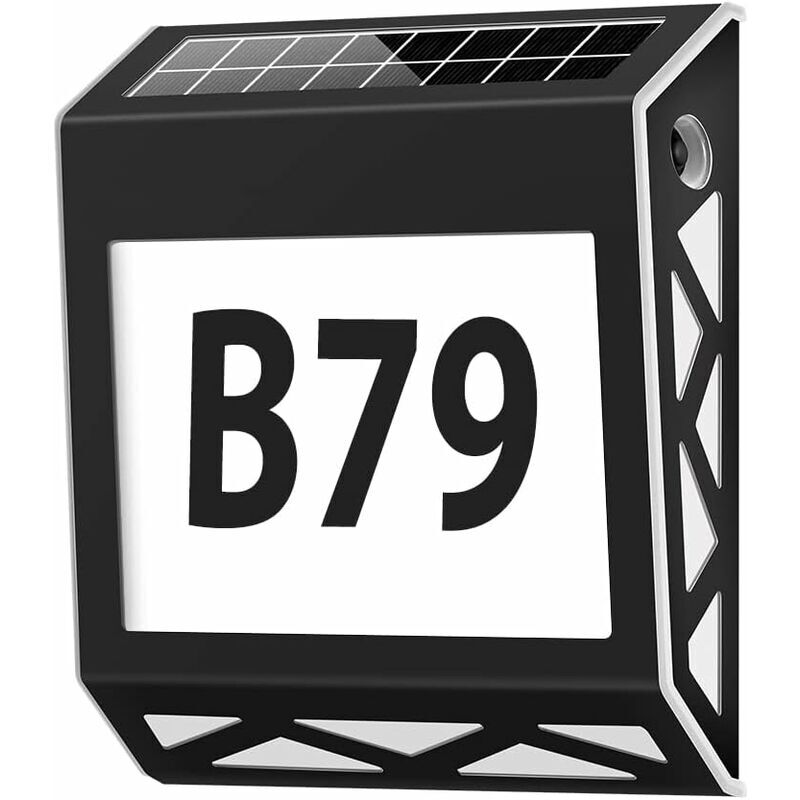 Numéro de maison lumineux solaire 8 LED numéro de maison avec interrupteur crépusculaire en acier inoxydable blanc IP54 étanche extérieur avec