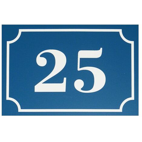Numéro de maison / rue gravé et personnalisé couleur bleu chiffres blancs - Signalétique extérieure