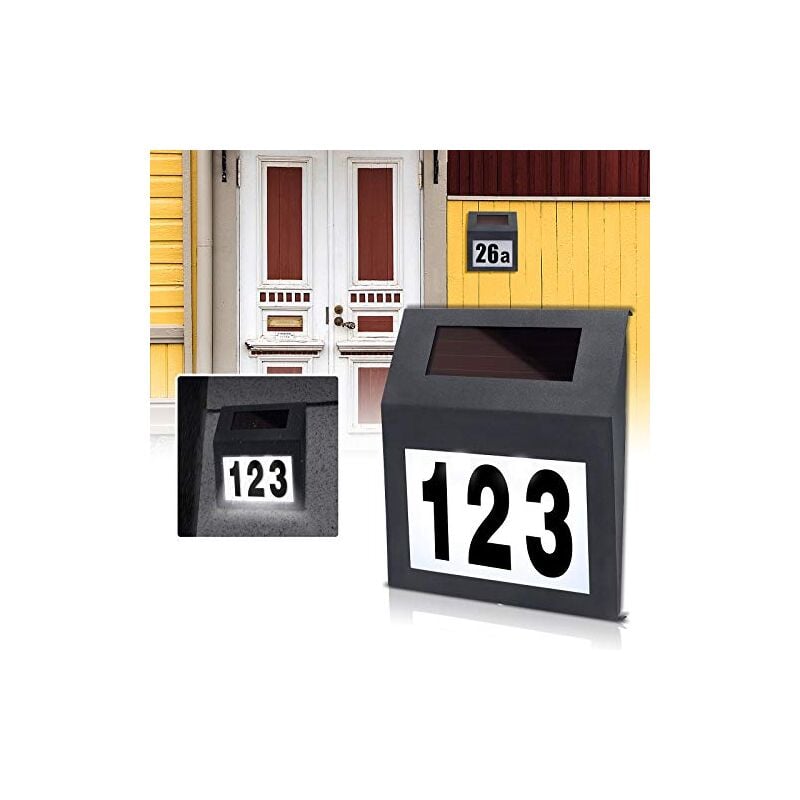 Numéro de Maison Solaire Lumineux led Éclairé avec 2 led Numéro de Maison en Acier Inoxydable Numéro de Maison Éclairé led - Anthracite Naizy