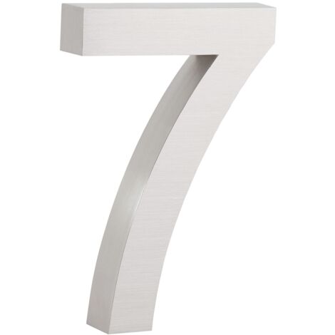 Numéro de maison Zelsius en acier inoxydable « 7 », 13 x 20 cm, argenté
