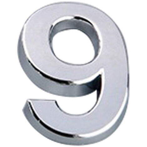 Numéro de porte de 5 cm avec base auto-adhésive ABS moulé par injection, panneau numérique galvanisé, numéro de maison argenté [9]