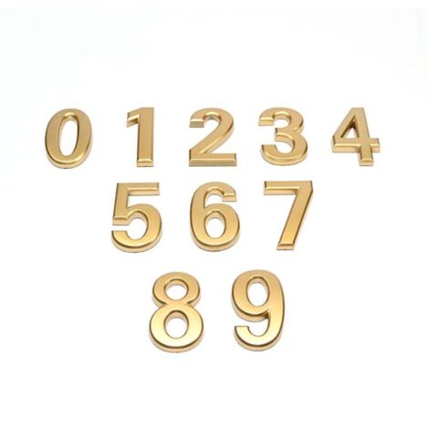 Número de puerta 3D KZQ - 70 cm - Plástico premium cepillado - Efecto dorado brillante - Adhesivo extrafuerte - Número de puerta, calle, casa