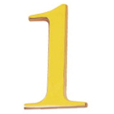 Numéro en laiton "1" 10 cm. avec vis cachées (Blister 1 pièce)