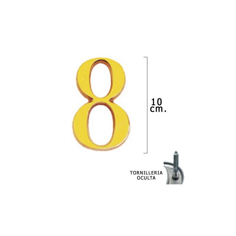 

Numero latón '8' 10 cm. con tornilleria oculta (blister 1 pieza)